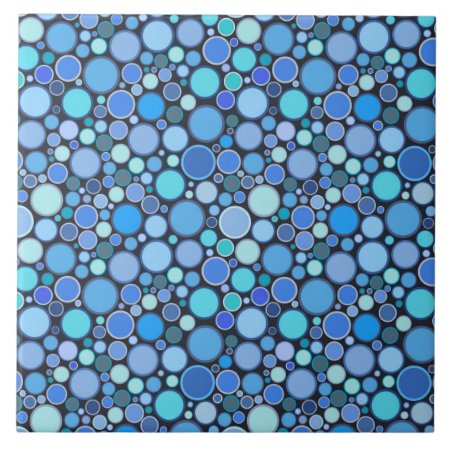 Blue Cool Bubbles Pattern Ceramic Tile