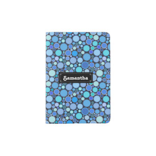 Blue cool bubbles pattern passport holder