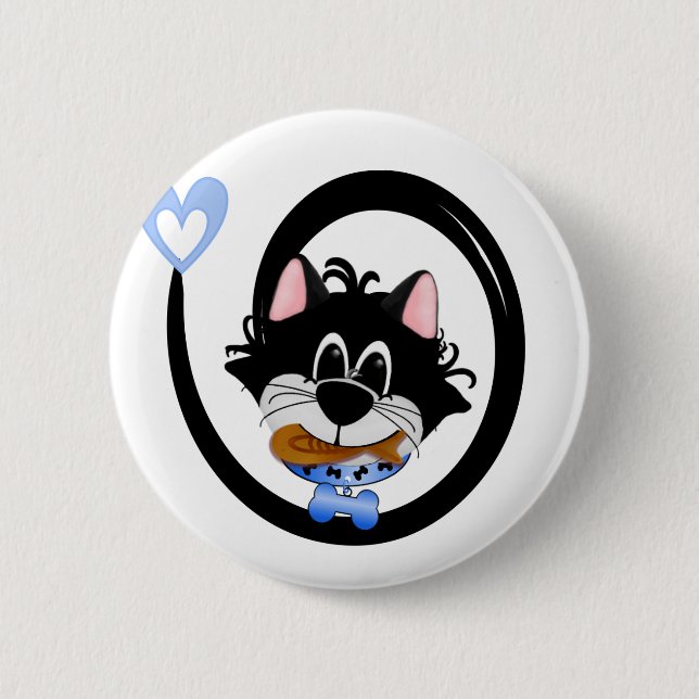 Blue Cool Cat Button (Front)