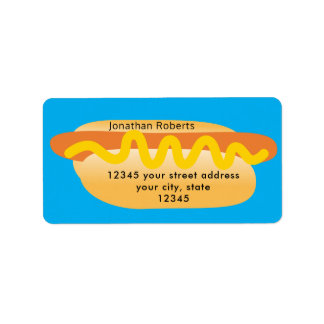 Blue Cool Funny Hot Dog Novelty Return Address Label
