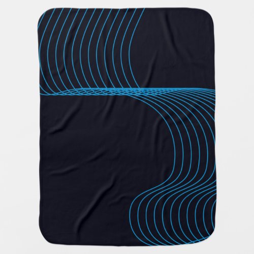 Blue cool modern trendy simple curvy lines baby blanket