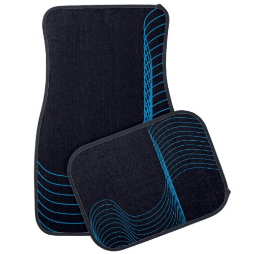 Blue cool modern trendy simple curvy lines car floor mat