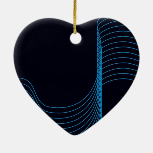 Blue cool modern trendy simple curvy lines ceramic ornament