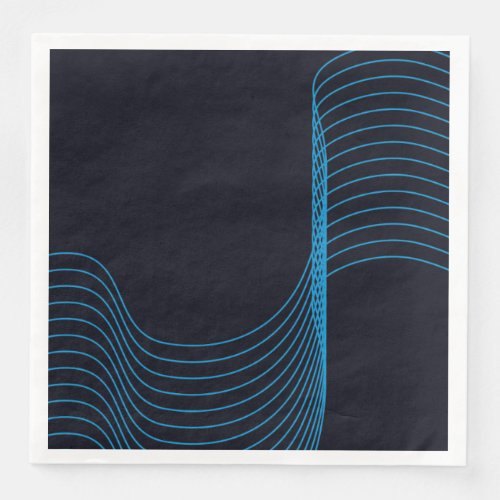 Blue cool modern trendy simple curvy lines paper dinner napkins