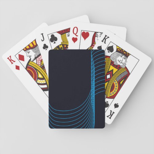 Blue cool modern trendy simple curvy lines poker cards