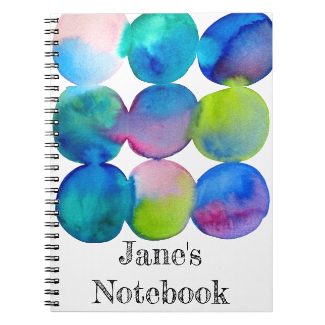 Blue cool watercolor abstract art notebook (Front)