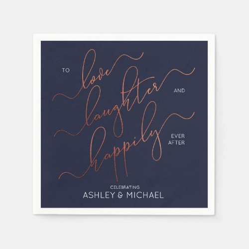 Blue Copper Engagement Party Happily Ever After Napkins