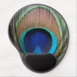 Blue Copper Peacock Feather Close-Up Gel Mouse Pad