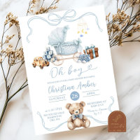 Blue Coquette Baby Carriage Boy Baby Shower