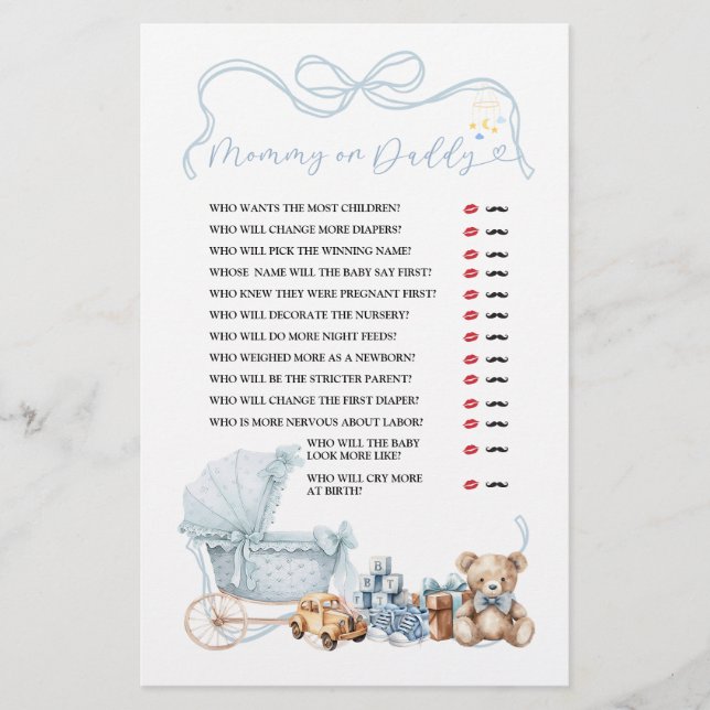 Blue Coquette Baby Carriage Mommy or Daddy (Front)