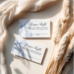 Blue Coquette Bow Baby Shower, Diaper Raffle Card