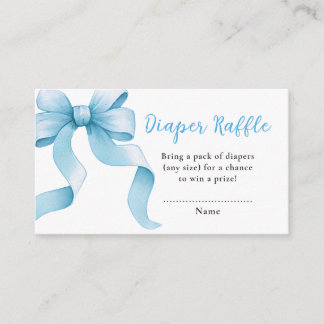 Blue Coquette Bow Baby Shower Diaper Raffle Enclosure Card