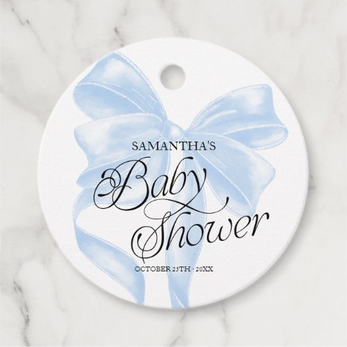 Blue Coquette Bow Baby Shower Favor Tags