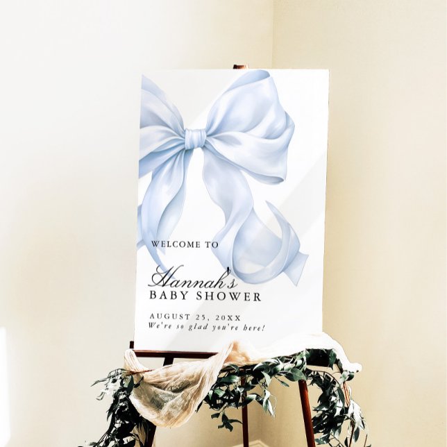 Blue Coquette Bow Baby Shower Welcome Sign (Creator Uploaded)
