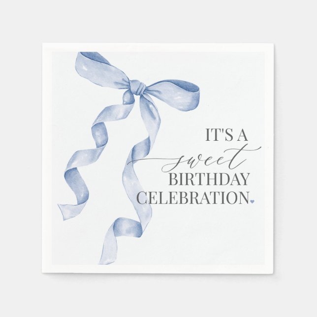 Blue Coquette Bow Birthday Party DecorPaper Napkin (Front)