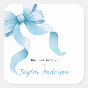Blue Coquette Bow Bookplate
