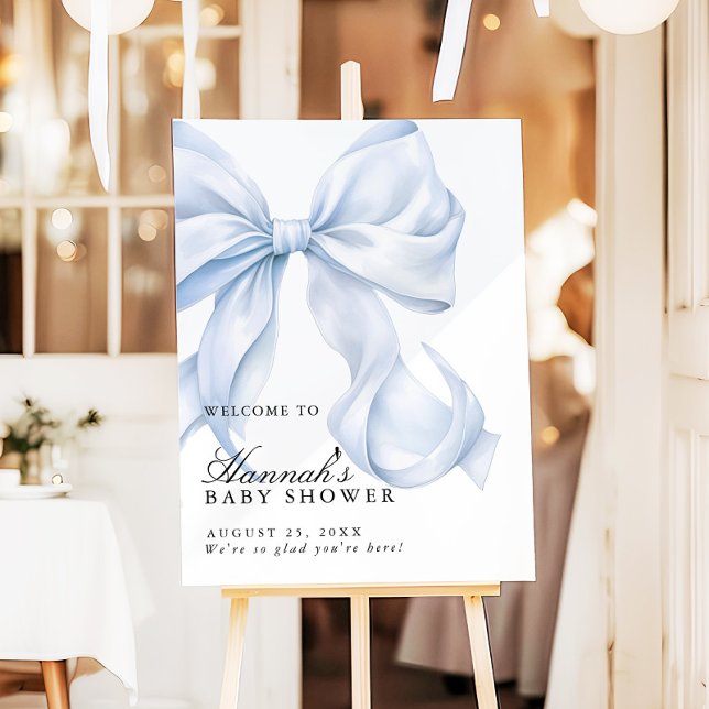 Blue Coquette Bow Boy Baby Shower Welcome Sign (Creator Uploaded)