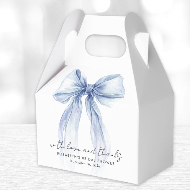 Blue Coquette Bow Bridal Shower Thank You Favor Boxes (Creator Uploaded)