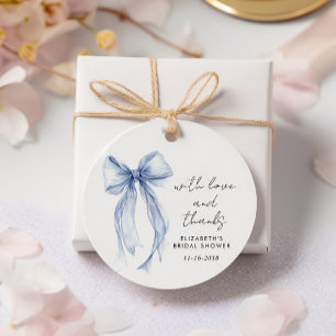 Blue Coquette Bow Bridal Shower Thank You Favor Tags