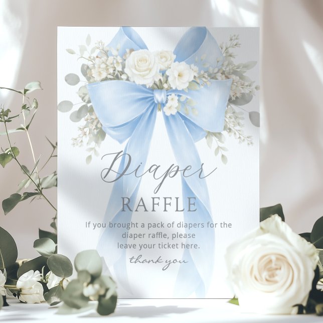 Blue Coquette Bow Diaper raffle Baby shower Poster (Creator Uploaded)