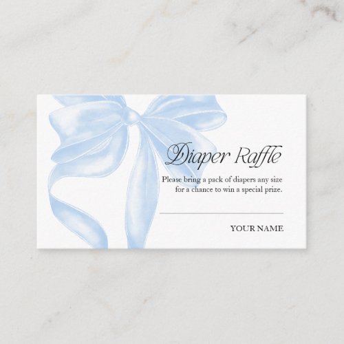 Blue Coquette Bow Diaper Raffle Enclosure Card