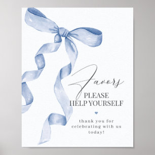 Blue Coquette Bow Favors Party Decor Sign