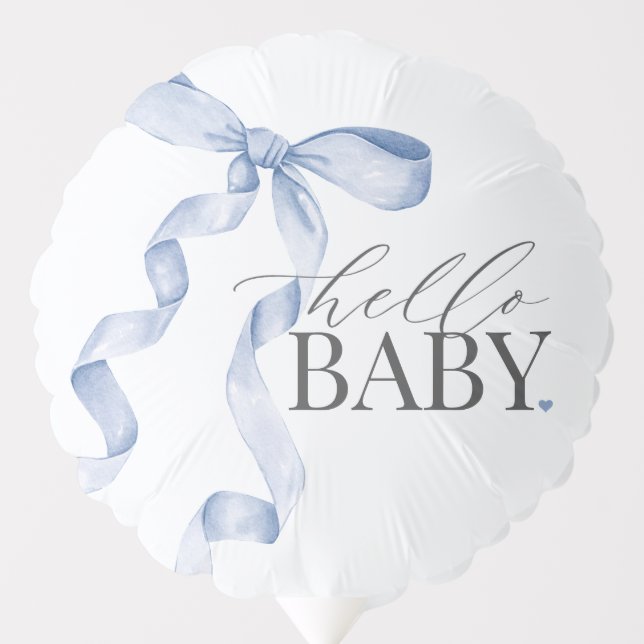 Blue Coquette Bow Girl Baby Shower Decor Balloon (Front)