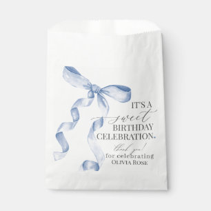 Blue Coquette Bow Girl Birthday Party Dessert Favor Bag