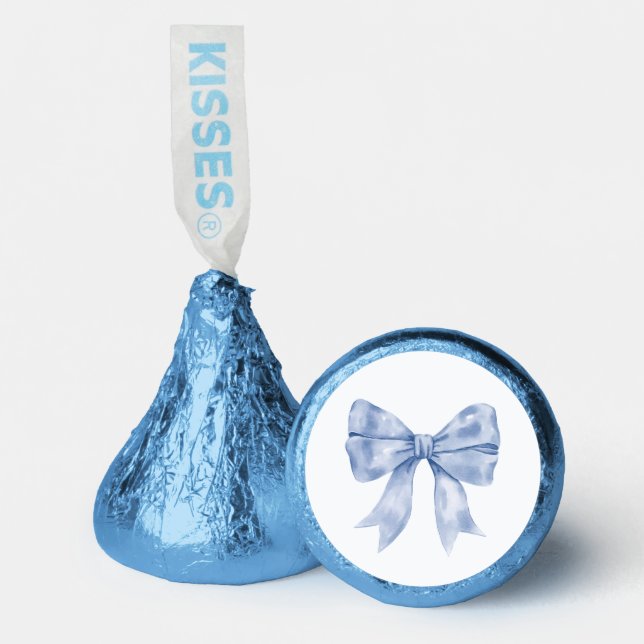 Blue Coquette Bow Girl Shower Party Dessert Favor (Front)