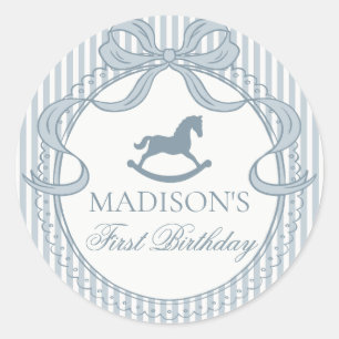 Blue Coquette Bow Horse Birthday Envelope Seal