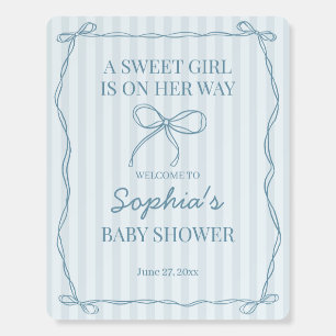 Blue Coquette Bow Pastel Baby Shower Foam Board