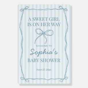 Blue Coquette Bow Pastel Baby Shower Welcome Foam Board