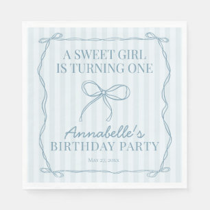 Blue Coquette Bow Pastel Birthday Party Table Deco Napkins
