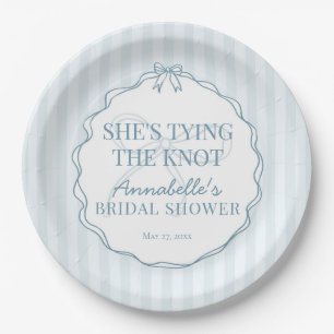 Blue Coquette Bow Pastel Bridal Shower Brunch Paper Plates