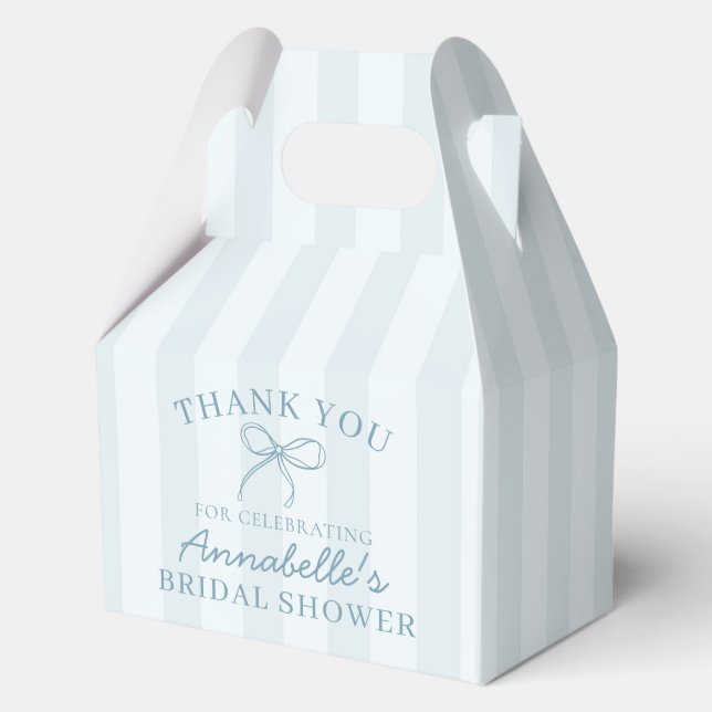 Blue Coquette Bow Pastel Bridal Shower Dessert Favor Boxes (Front)