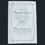 Blue Coquette Bow Pastel Bridal Shower Favor Medium Gift Bag<br><div class="desc">Add a touch of playful charm to your celebration with our Coquette Bow Party Decor Collection. Featuring a hand-drawn coquette bow doodle on a dreamy pastel striped background, this grandmillennial-inspired design is perfect for creating a soft, sweet party scene. The pastel blue palette and whimsical bow details bring a feminine...</div>