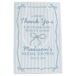 Blue Coquette Bow Pastel Bridal Shower Favor Medium Gift Bag