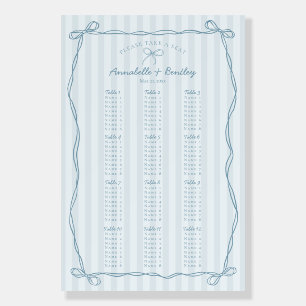 Blue Coquette Bow Pastel Striped Seating Chart Foam Board