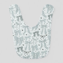 Blue Coquette Bow Pattern Baby Bib