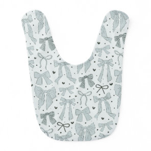 Blue Coquette Bow Pattern Baby Bib