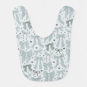Blue Coquette Bow Pattern Baby Bib