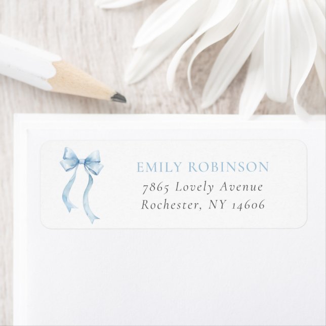 Blue Coquette Bow Return Address Label (Insitu)