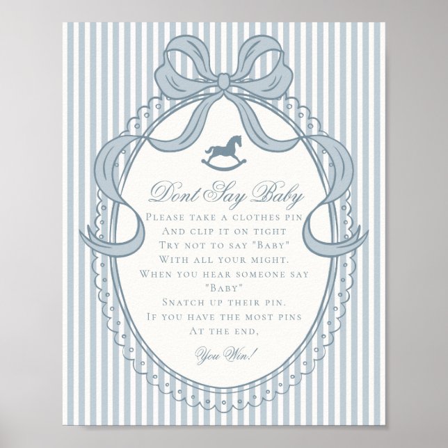 Blue Coquette Bow Rocking Horse Dont Say Baby Poster (Front)