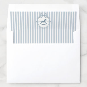 Blue Coquette Bow Rocking Horse Striped Envelope Liner