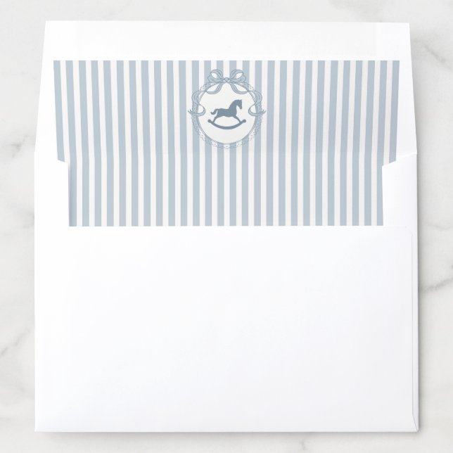 Blue Coquette Bow Rocking Horse Striped Envelope Liner (In Envelope)