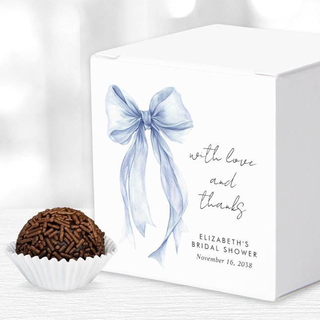 Blue Coquette Bow Watercolor Bridal Shower Favor Boxes (Creator Uploaded)
