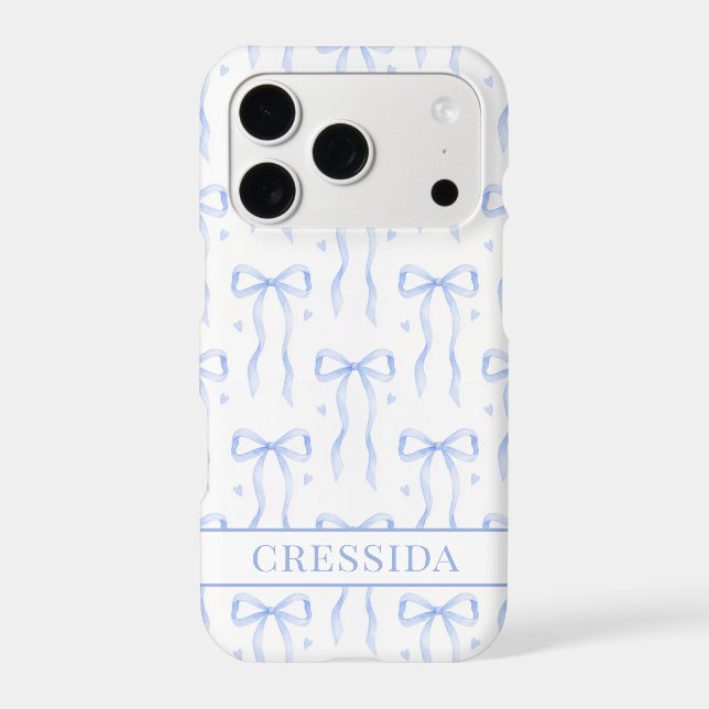 Blue Coquette Bows Monogrammed Case-Mate iPhone Case (Back)