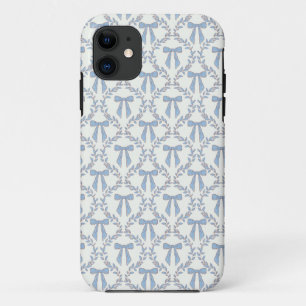 Blue Coquette Bows, Trellis, Preppy  iPhone 11 Case