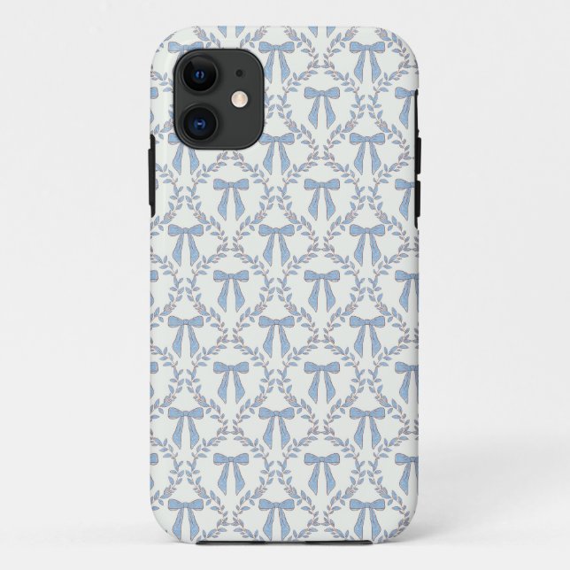 Blue Coquette Bows, Trellis, Preppy  Case-Mate iPhone Case (Back)