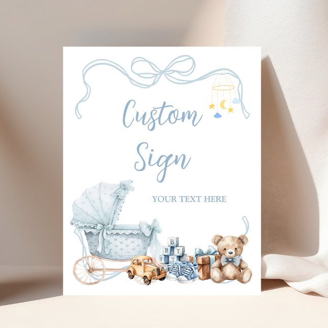 Blue Coquette Carriage Baby Shower Custom Sign (Creator Uploaded)